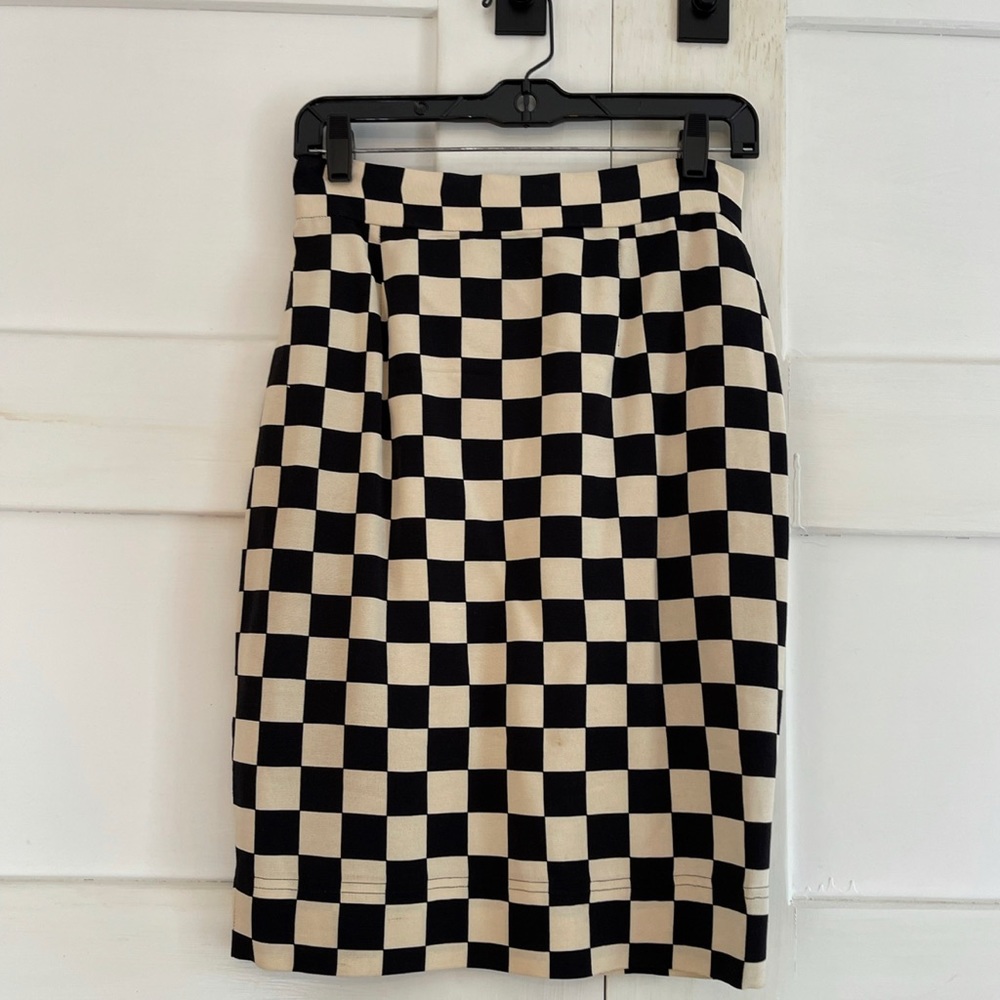 Moschino Vintage Checkerboard Black & White Pencil Skirt Made In Italy